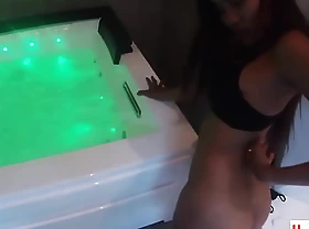 Petite amateur Thai teen Cherry fucked in the jacuzzi by a big white cock