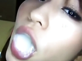 Japanese girl swallows multiple piles of thick cum