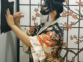 Asian doll cosplay Japanese geisha gloryhole w backstage tit fuck